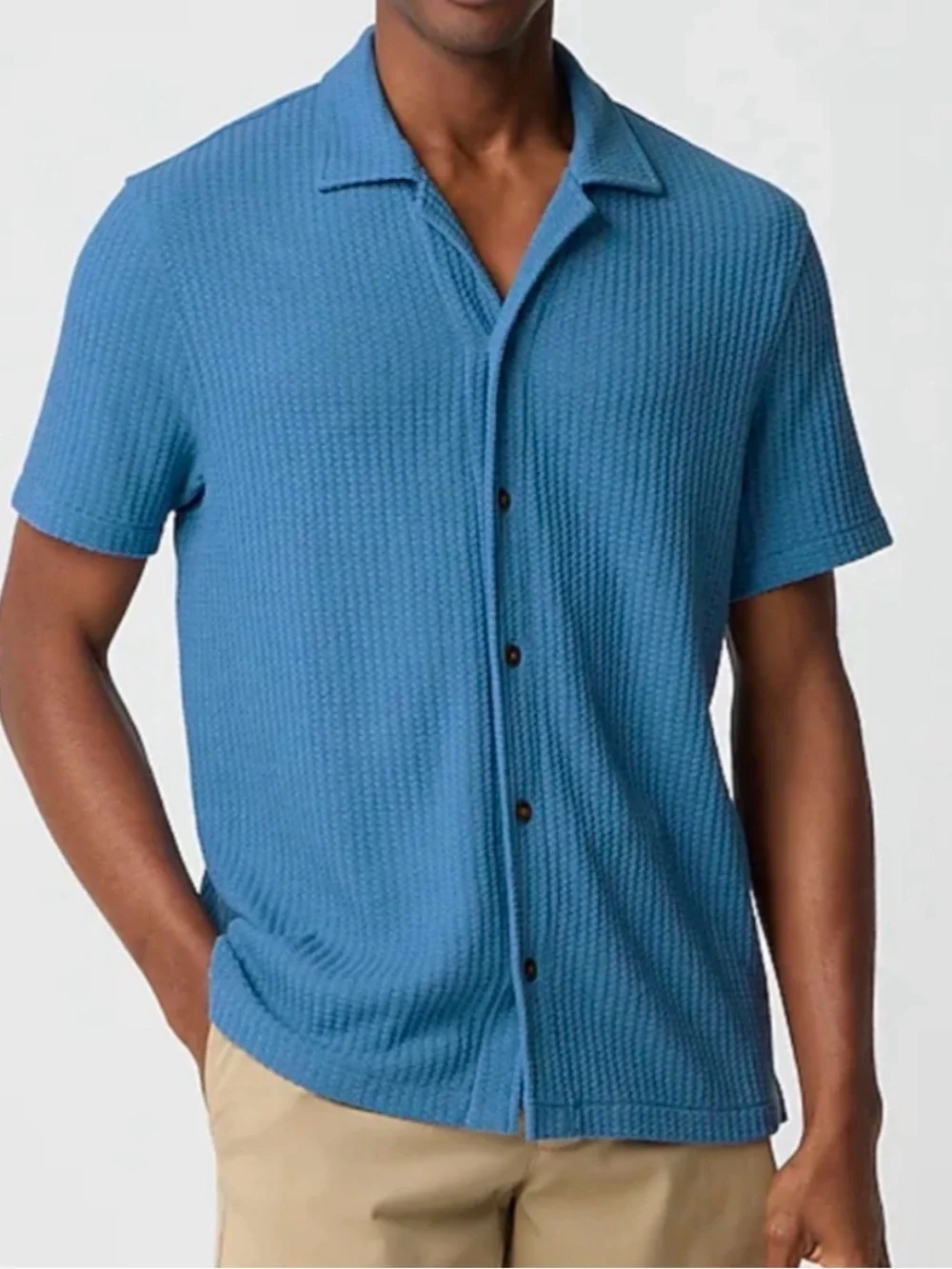 Men’s J.Crew Short-sleeve textured camp shirt medium NWT